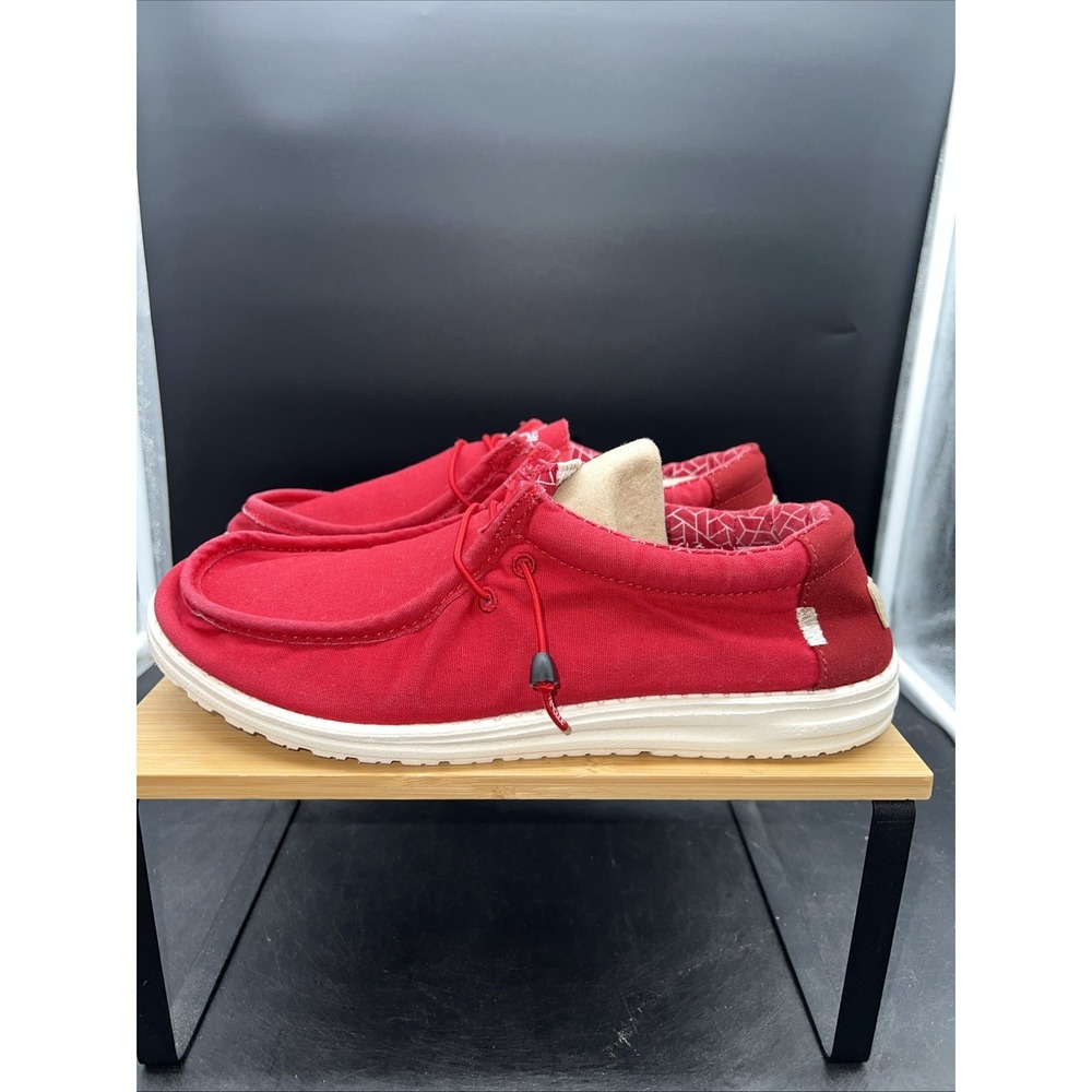 Hey Dude Wally Burnt Brick Red Canvas Fabric Lace Sneakers Men's Sz 11 US